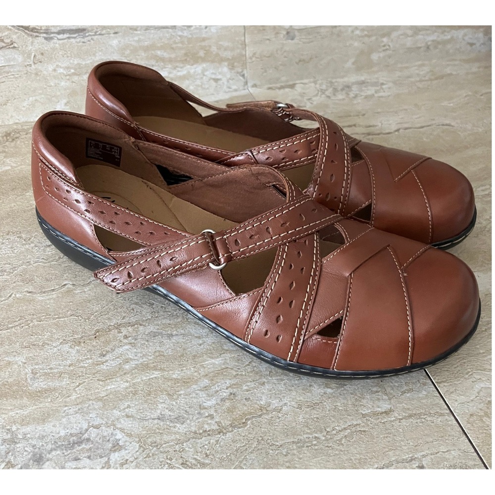 Clarks Ashland Spin Loafers Women 12 Tan Leather Mary Jane Comfort Shoes